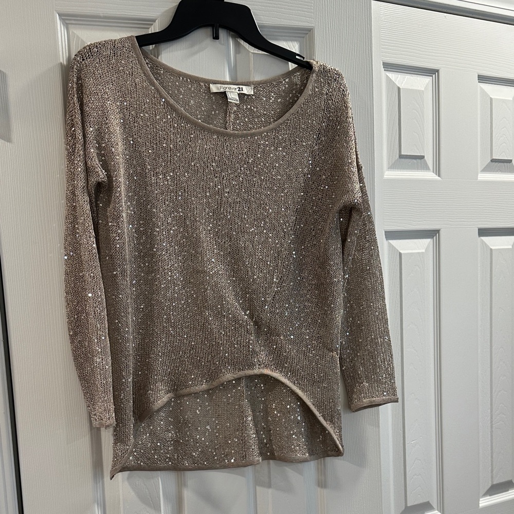 Forever 21 Shimmering Tan Long Sleeve Top